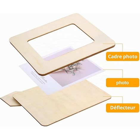cadres photo en bois rectangulaires Set de DIY naturel Cadres photo enfants À remplir photo en présentoir de table et bricolage (1/4)