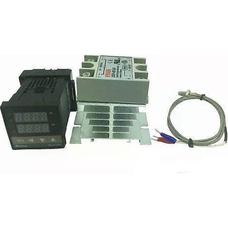 Für REX-C100 Digital-Temperaturregler-Thermostat SSR-Ausgang Thermoelement-Sensor Typ K 48 x 48 + SSR 40DA Festkörperrelais + Sensor-JXLGV (1/4)