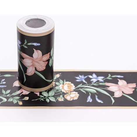 Frises Papier Peint Fleurs roses 10 X 1000CM Moulure Murale Autocollant Murals Adhesif Murale Plinthe Adhesive PVC