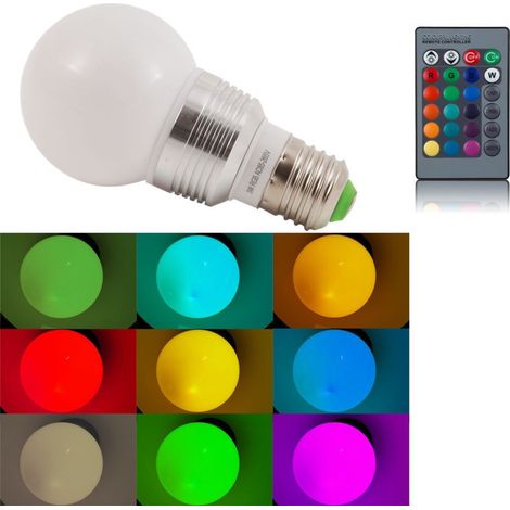 TrAdE Shop Traesio - Lampada Rgb Led 220v E27 Faretto Spot Light 3 W Watt Con Telecomando Lampadina - (1/2)