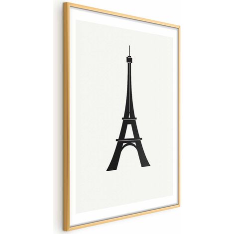Poster - Grafica semplice della Torre Eiffel in bianco e nero (1/4)