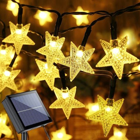 Star Solar String Lights, 39ft 100 LED Solar Lights Outdoor, 8 Modes Star Twinkle Light Guirlande lumineuse solaire étanche avec mémoire pour balcon Party Patio Garden Yard & Home Decor, Blanc chaud (1/5)