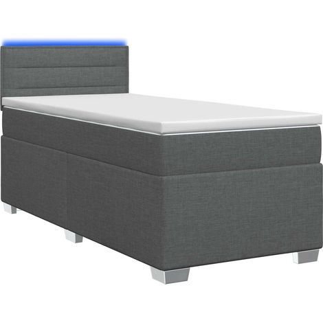 Letto con Box Spring, Materasso e LED Grigio Scuro Singolo vidaXL (1/5)