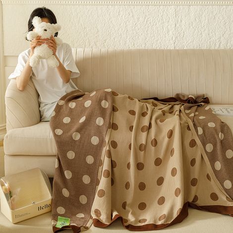 Plaid gaze bambou coton frais pour été, couverture fine enfant, tapis sieste canapé (1/4)