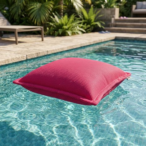 Soo Santaï Cushion Floating coussin flottant 65x65x25cm, resistant aux UV, Rose, sans polystyrène