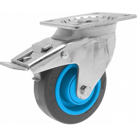 Roulette de manutention pivotante à platine, à frein Gemroll Resilex Ø100mm GUITEL