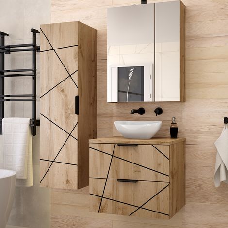 Set di mobili da bagno con lavabo Teren marrone 60cm