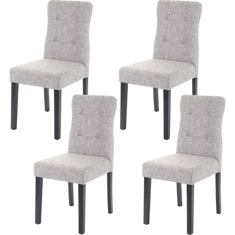 4er-Set Esszimmerstuhl HHG-984, Stuhl Essstühle, MVG-zertifiziert Stoff/Textil grau, dunkle Beine