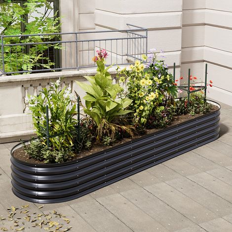 320cm W Gardens Plan Oval-Shaped Galvanized Steel Raised Garden Bed (1/4)