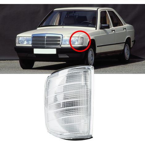 Scheinwerfer und vordere Blinker (Leuchtmittel nicht enthalten), passend für Mercedes-Benz 190 (W201) Baujahre 1982–1993 (weiß). Links: 2018260143 (1/5)
