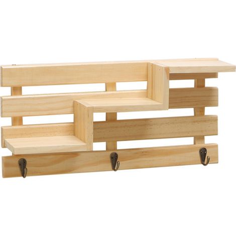 Étagère murale en bois massif, sans perçage, style rustique, petite étagère à fleurs, couleur bois naturel