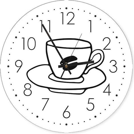 Horloge Murale Décorative Tasse de Café Design - 60 x 60 cm (1/5)