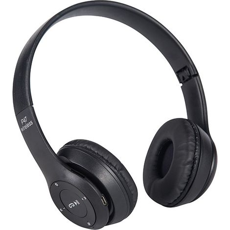 Casque Bluetooth sans fil stéréo pliable à brancher sur carte, noir, pour gaming, écouteurs circum-auriculaires. (1/5)