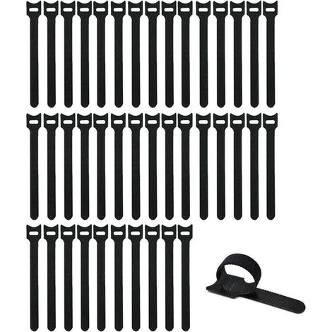 40 Pcs Attaches Cables, Réutilisables Sangles Câble Serre câbles en Nylon Microfibre Organisateur Reglable Collier de Serrage A79 (1/4)
