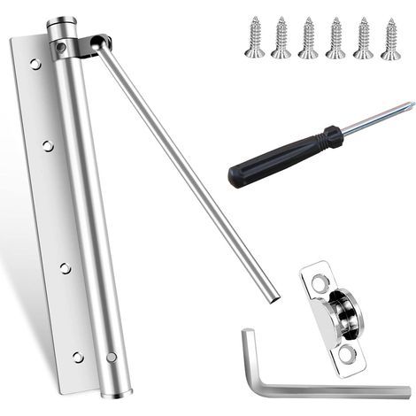 1 - Ferme Porte Automatique - Acier Inoxydable - Réglable Vitesse Et Force - Pour Portes Intérieures Extérieures Bois Métal - Argent - 20x5x4cm (1/5)