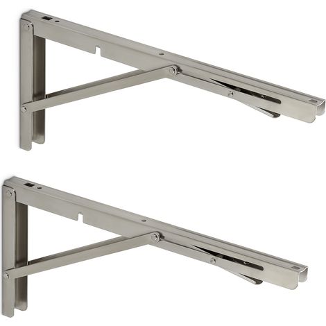 1 Paar Edelstahl Schwerlast-Klappkonsolen 400 x 175 mm Tragkraft bis 150 Kg