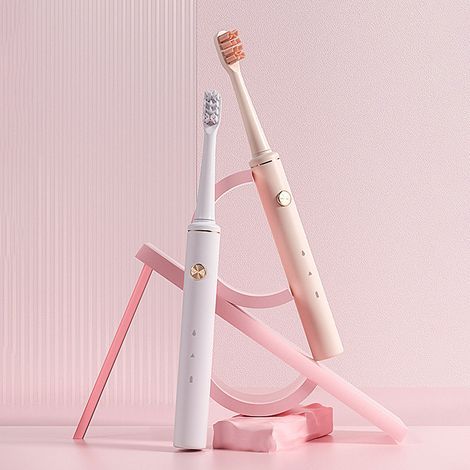 Brosse à Dents Électrique Rechargeable USB, Poils Souples, 2 Vitesses, Rose pour Adultes - Nettoyage Dentaire Optimal (1/5)