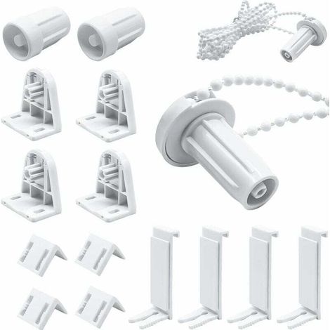 2 set di kit di riparazione per tende a rullo in plastica da 17 mm, non è necessaria la foratura, colore bianco.