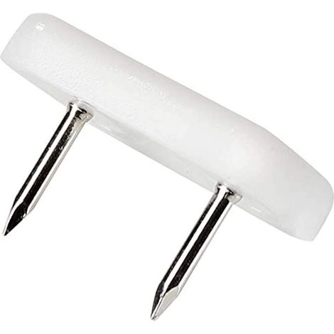 Adsamm® / 32 x scivoli in plastica con 2 chiodi / bianchi / 18x30 mm / rettangolari / puntali sottosedia in polietilene con chiodi / piedini protettivi per arredi