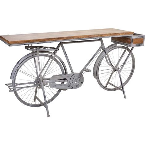 Recibidor bicicleta de madera y metal lacado plata 198x50x94 (1/5)