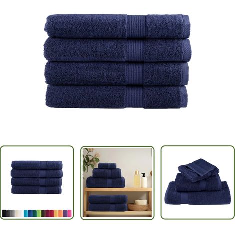 The Living Store Premium-Saunatücher SOLUND 4 Stk Marineblau 80x200 cm 600 g/m² - Saunatücher - Handtücher - Badeset - Wellness - Baumwolle (1/5)