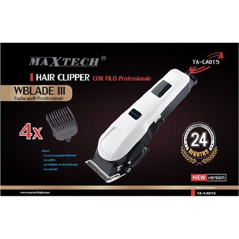 TRADE SHOP - Tagliacapelli Uomo Con Filo Regolabile Con Spazzola Lubrificante Uomo Maxtech Ta-ca015 -