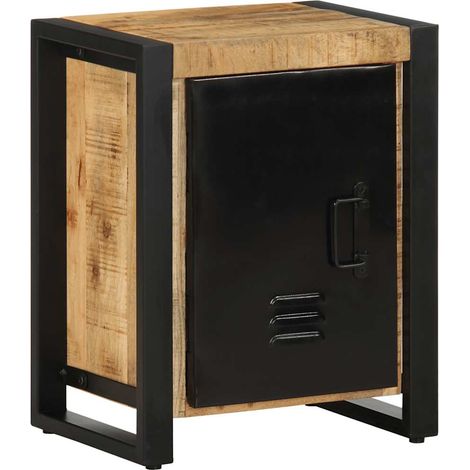 Tables de chevet 2 pcs Cabinet de chevet Table de nuit bois de manguier massif brut (1/5)