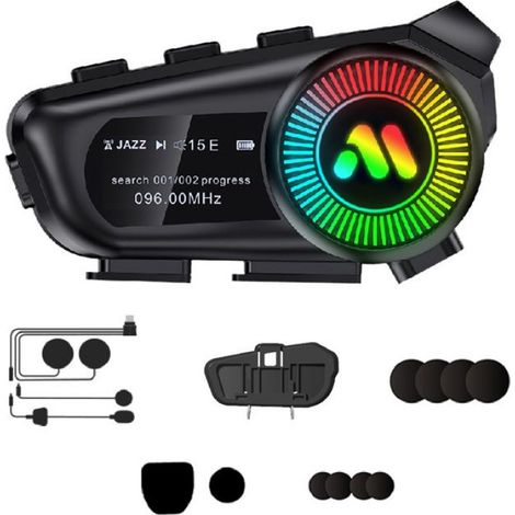 Intercom Moto 8 x 5 x 1,5 cm BT6.0 1150 mAh Réponse automatique Audio stéréo Fonction d'annulation du bruit Écouteurs Bluetooth (1/4)
