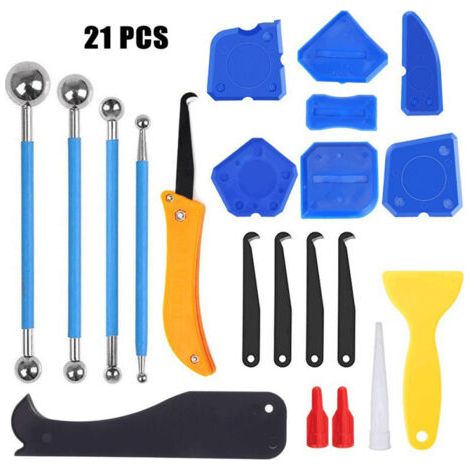 21 Pièces Outil de Calfeutrage Joint, Grattoir Joint Silicone, Outils de l'enlève joint, Lisseur Joint Silicone, Outil de Retrai de Silicon Pour Cuisine, Salle de bain, Sol, évier, Fenêtre (1/5)