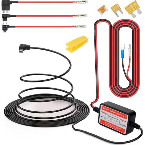 Dash Cam Hardwire Kit Mini USB Câble Rigide Kit de Voiture Câble DC 12V- 24V à 5V Compatible avec Les Capteurs de Tableau de Bord Cam Dash, GPS et Radar Tous Les Autres Périphériques USB (1/5)