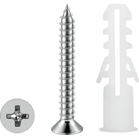 100 Pièces Chevilles pour Plaque de Plâtre, avec Vis M4 x 25mm, Bouchon Mural en Plâtre, pour Montage Mural Creux (1/5)
