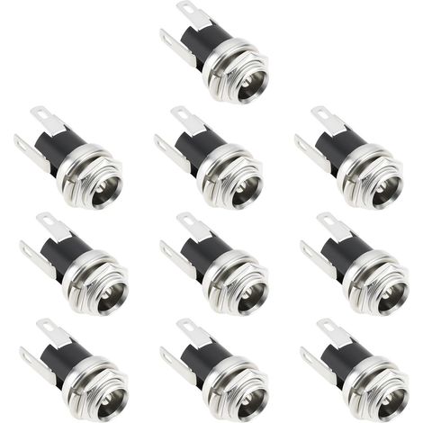 Lot de 10 Connecteurs Femelles d'alimentation CC 3 Broches 5,5 Mm X 2,5 Mm à Souder pour Montage sur Châssis pour Alimentation CCTV 12 V (1/5)