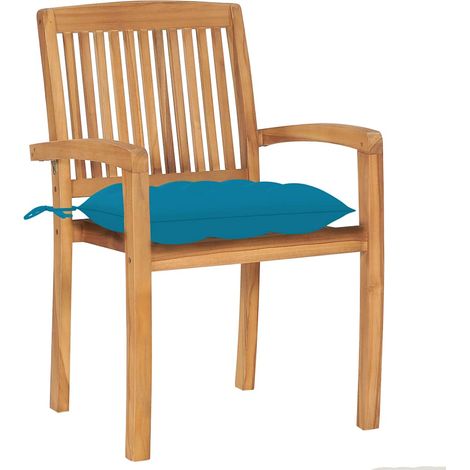 Maison Exclusive - Gartenstühle 2 Stk. mit Hellblauen Kissen Mass (1/5)