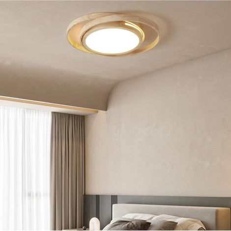 Plafonnier LED en bois, 2 anneaux ronds Ø 52 cm, trois couleurs, idéal pour les plafonniers de chambre, salon, cuisine, salle à manger, couloir, maison, bureau ou chambre d'enfant.