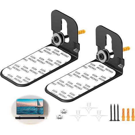 Support Enceinte, Kit de Montage Mural pour Support de Haut-Parleur, Universel Soutien Enceinte Murale Compatibilité JBL, Sonos, Vizio, Roku, BoseAvec kit de matériel (Noir, 2 Pièces) (1/5)