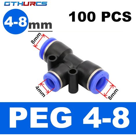 Raccord pneumatique en T 3 voies (PEG 8-4-8) pour connecteur pneumatique Quick Air (1/5)