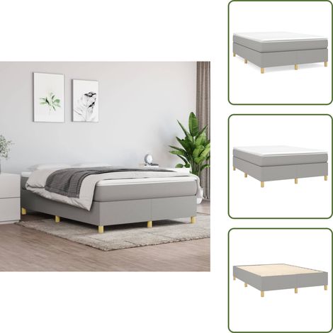 Bettgestell ohne Matratze Hellgrau 140x200 cm Stoff - Bettes Gestell - Doppelbett - Holzrahmen - Lattenrost - Stoffbettwäsche