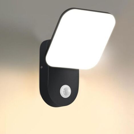 Applique Murale Extérieure 12W Avec Détecteur de Mouvement, 3000K Blanc Chaud Lumière 1500LM, Étanche IP65 Éclairage mural avec Panneau LED Pivotant à 350° pour Maison, Porche, Garage