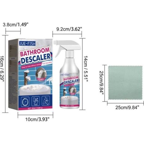 Nettoyant Salle De Bain - Pour Vitres Douche Cabine Lavabo Baignoire Robinets - 60 ml (1/4)