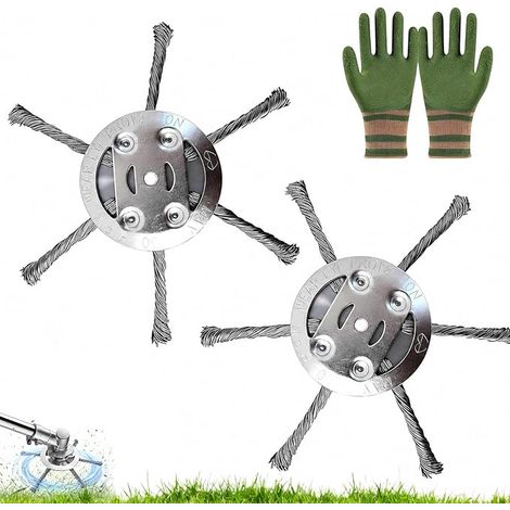 Lot de 2 Brosses Désherbantes en Fil d’Acier 5,5 mm pour Débroussailleuse et Coupe-Bordure, Brosse Métallique Mauvaises Herbes, Tête de Désherbage Professionnelle pour Jardin Allée Pavés (1/5)