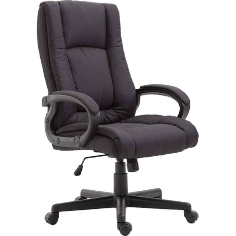 Chaise de direction rembourrée pivotant avec accoudoirs avec revêtement tissu noir cadre plastique 100006936