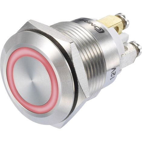 TRU COMPONENTS 1273002 GQ19F-10E/R/12V/S Druckschalter 48 V/DC 3 A 1 x Aus/(Ein) tastend Rot  IP65 1