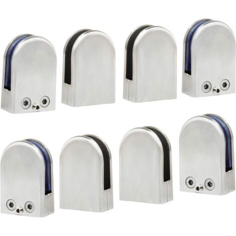 8 PCS (10-12mm) Pince à Verre Porte-Verre En Acier Inoxydable 304 Support de Serrage Clamp Clip Plat Main Courante Fenêtre Balustrade Réglable Escalier Salle de Bains (1/5)