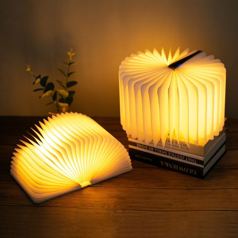Lampe de livre pliante en bois d'une seule pièce, lampe de livre magnétique à LED, lumière décorative/veilleuse, lampe de bureau rechargeable par USB, cadeau parfait pour les femmes/parents/enfants (é (1/4)