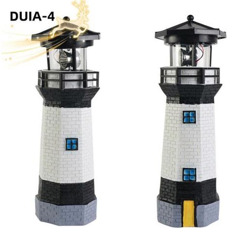 Phare Solaire - Résine - Rotation Automatique - Détection Jour/Nuit - Pour Jardin Extérieur - 1 Pièce (1/5)