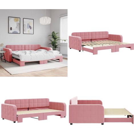 vidaXL Tagesbett Ausziehbar Rosa 90x200 cm Samt (1/5)