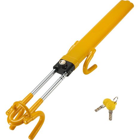 Verrou De Volant - Acier Trempé - Double Barre - Universel 14-35 Cm - 2 Clés Jaunes (1/5)