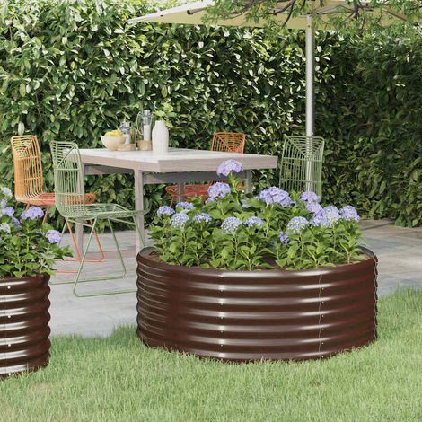 Lit surélevé de jardin Acier galvanisé marron (1/4)