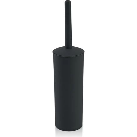 Scopino wc da appoggio nero in plastica con portascopino
