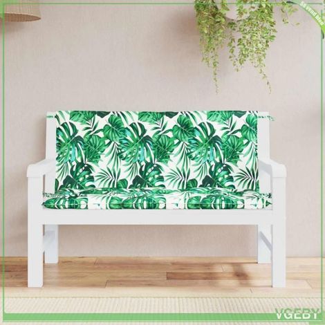 Coussins de banc (lot de 2) - FAFEISY - Motif de feuilles - Tissu Oxford résistant à l'eau - Fibres creuses - Antidérapant (1/5)